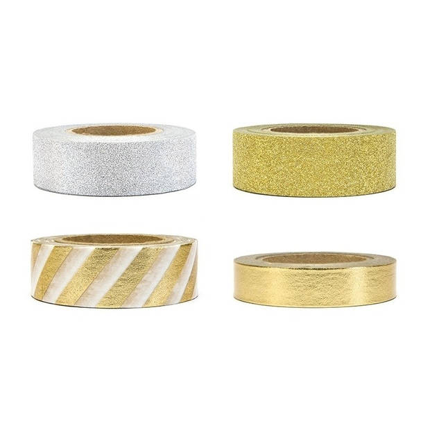 Washi tape sierlinten set goud 15 mm - Washi tape
