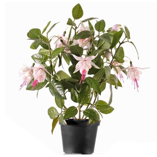 2x Lichtroze fuchsia kunstplant in pot 30 cm voor binnen - Kunstplanten