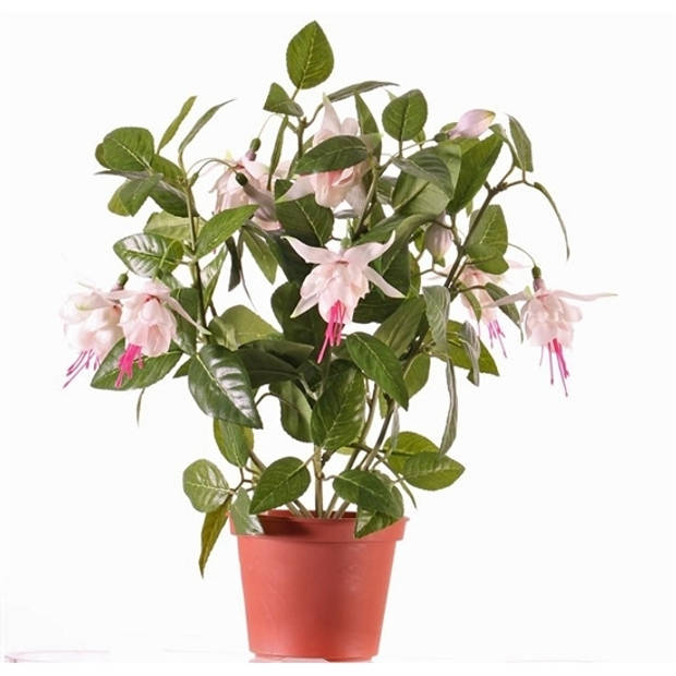 2x Lichtroze fuchsia kunstplant in pot 30 cm voor binnen - Kunstplanten