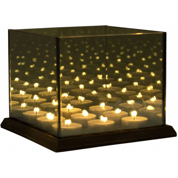 Magic 9 Cube Waxinehouder - Waxinelichthouder Infinity Candle Light - Oneindig Spiegel Effect - Glas