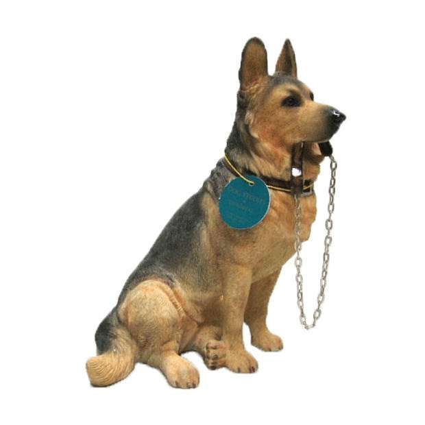 Honden beeldje Duitse Herdershond met riem 19 cm - Beeldjes