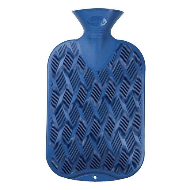 Warmte kruik blauwe golf/ribbel 2 liter - Kruiken