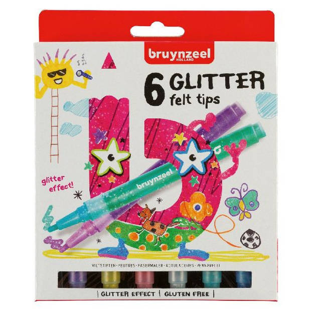 Bruynzeel glitterstiften 6 stuks