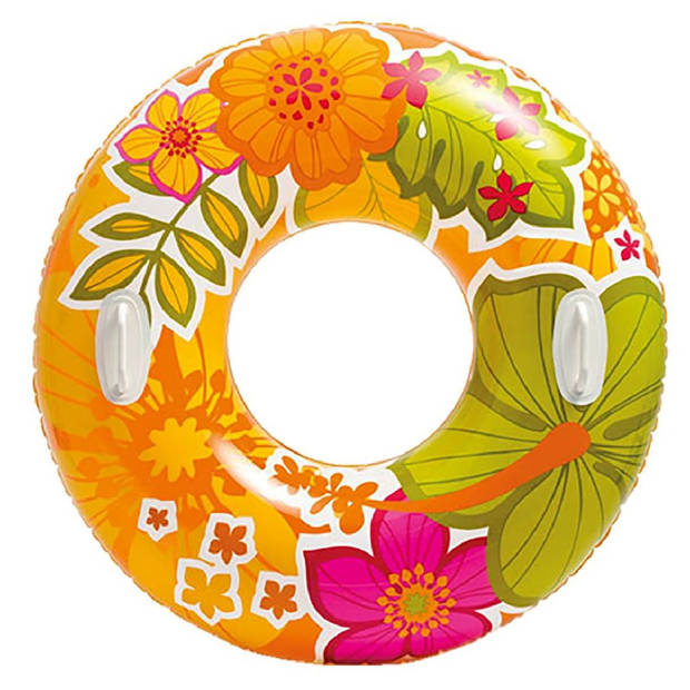 Opblaasbare oranje bloemen zwemband/zwemring 97 cm - Zwembanden
