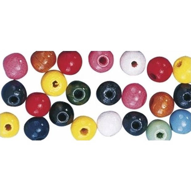 208x Houten kralen gekleurd 10 mm in verschillende kleuren - Kralenbak