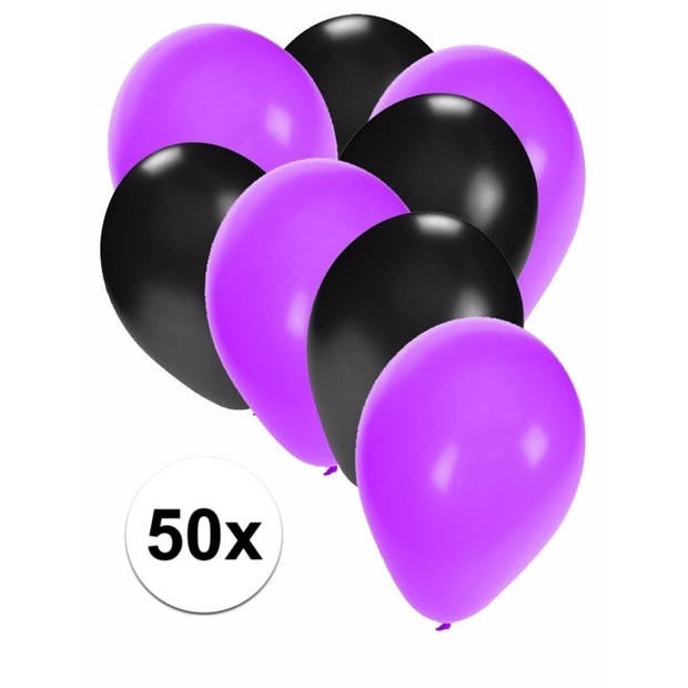 50x paarse en zwarte ballonnen - Ballonnen