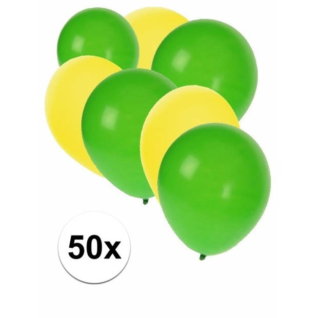 50x groene en gele ballonnen - Ballonnen