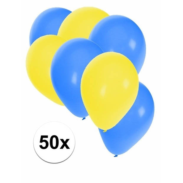 50x blauwe en gele ballonnen - Ballonnen