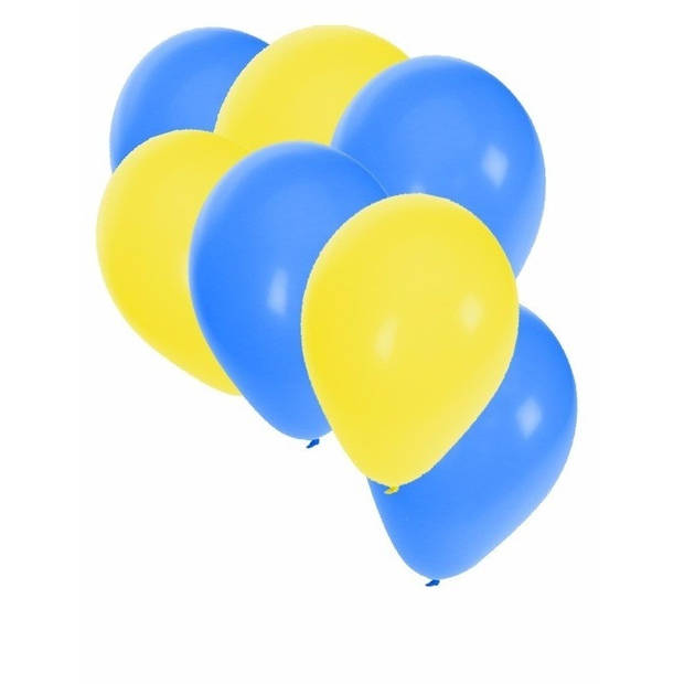 50x blauwe en gele ballonnen - Ballonnen