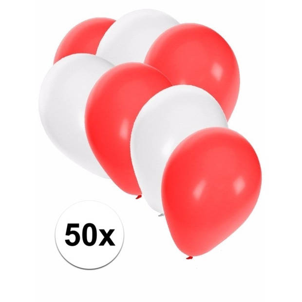 50x witte en rode ballonnen - Ballonnen