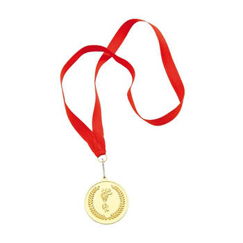 Gouden kampioens medaille aan rood lint - Fopartikelen