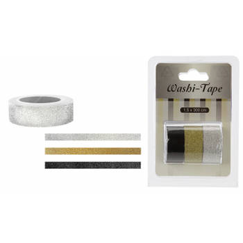 Washi tape met glitters 3 stuks - Washi tape