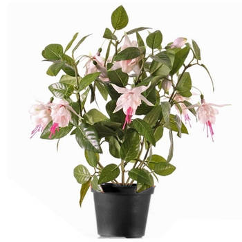 Bellatio flowers & plants Kunstplant met bloemen - fuchsia roze - 30 cm - Kamerplant met bloemetjes - Kunstplanten