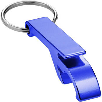 6x blauwe relatiegeschenk flesopener sleutelhanger blauw - Sleutelhangers