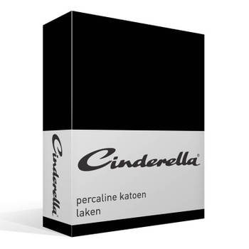 Cinderella Basic percaline katoen laken - 100% percaline katoen - 1-persoons (160x260 cm) - Zwart