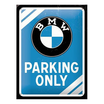 Klein metalen bord BMW parking only - Feestdecoratieborden