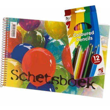 A4 tekenboek inclusief 24 kleurpotloden - Tekendozen