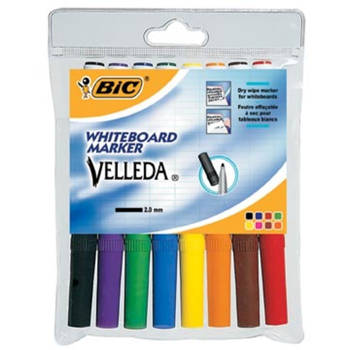 Bic whiteboardmarker Velleda 1741 etui van 8 stuks in geassorteerde kleuren