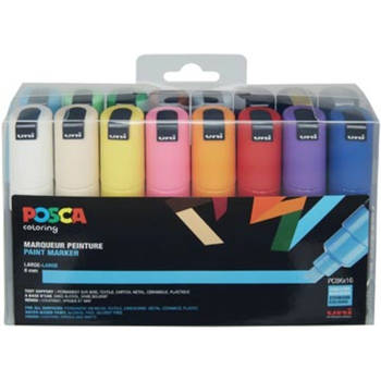 Posca paintmarker PC-8K, etui met 16 stuks in geassorteerde kleuren