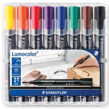 Staedtler permanent marker Lumocolor 352, doos met 8 stuks in geassorteerde kleuren