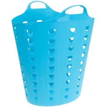 Flexibele wasmand - blauw - 60 liter - kunststof - 47 x 50 cm - Wasmanden