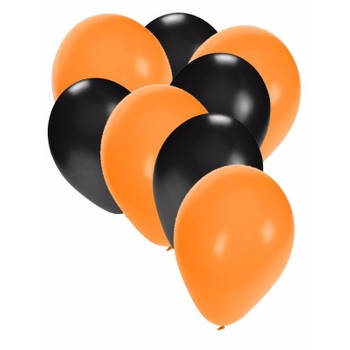 50x oranje en zwarte ballonnen - Ballonnen