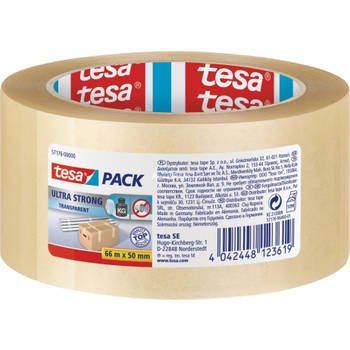 1x Tesa doorzichtige verpakkingstape extra sterk 66 mtr x 50 mm - Tape (klussen)