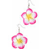 Tropische bloem oorbellen roze - Verkleedsieraden