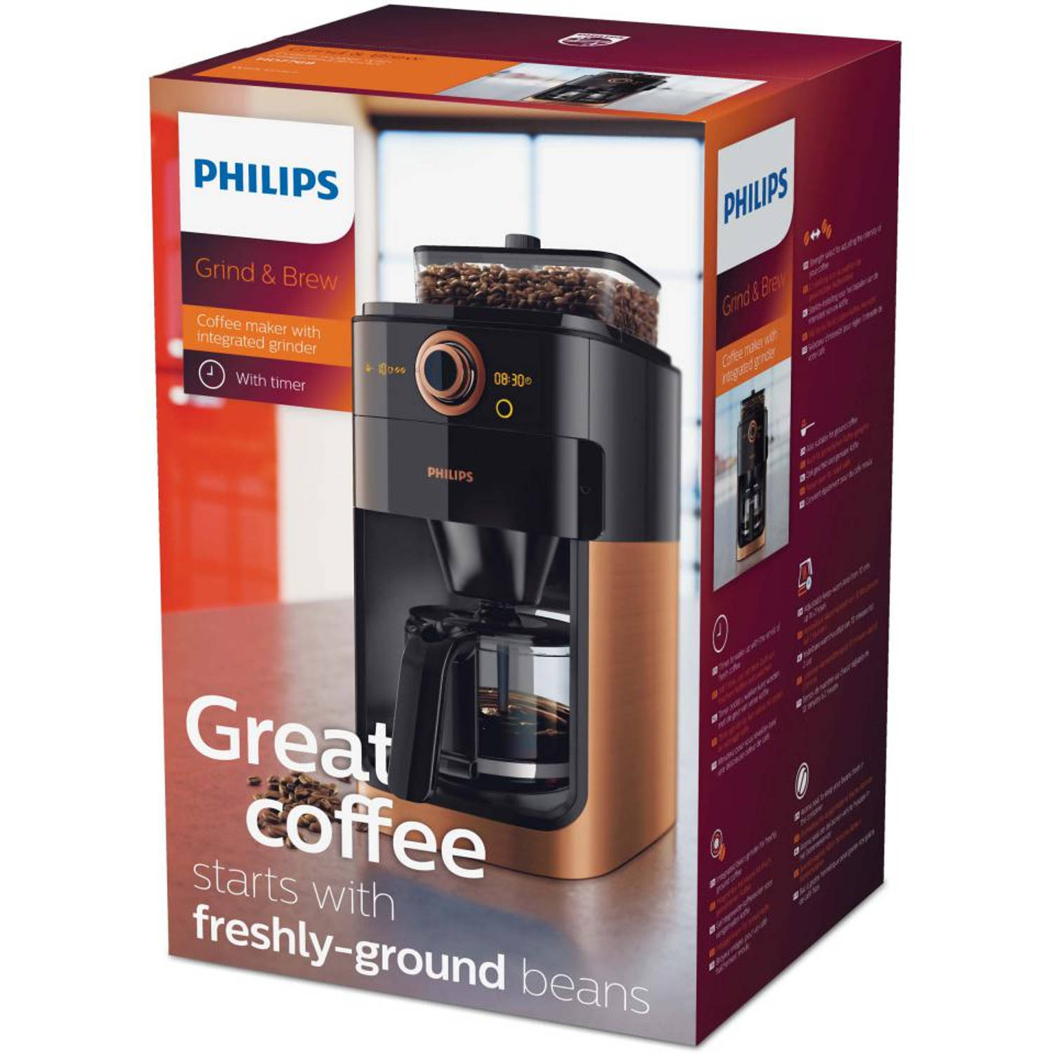 Philips koffiezetapparaat/bonenmachine Brew - koper/metaal | Blokker