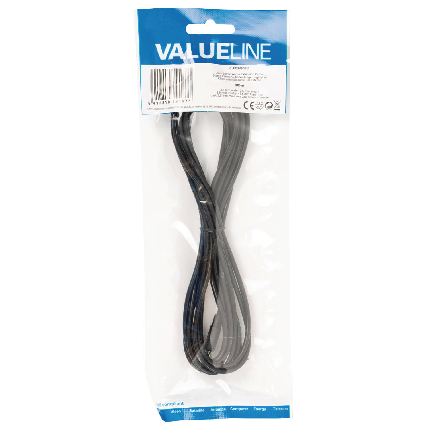 Valueline 3 M koptelefoon verlengsnoer 3.5mm male female | Blokker