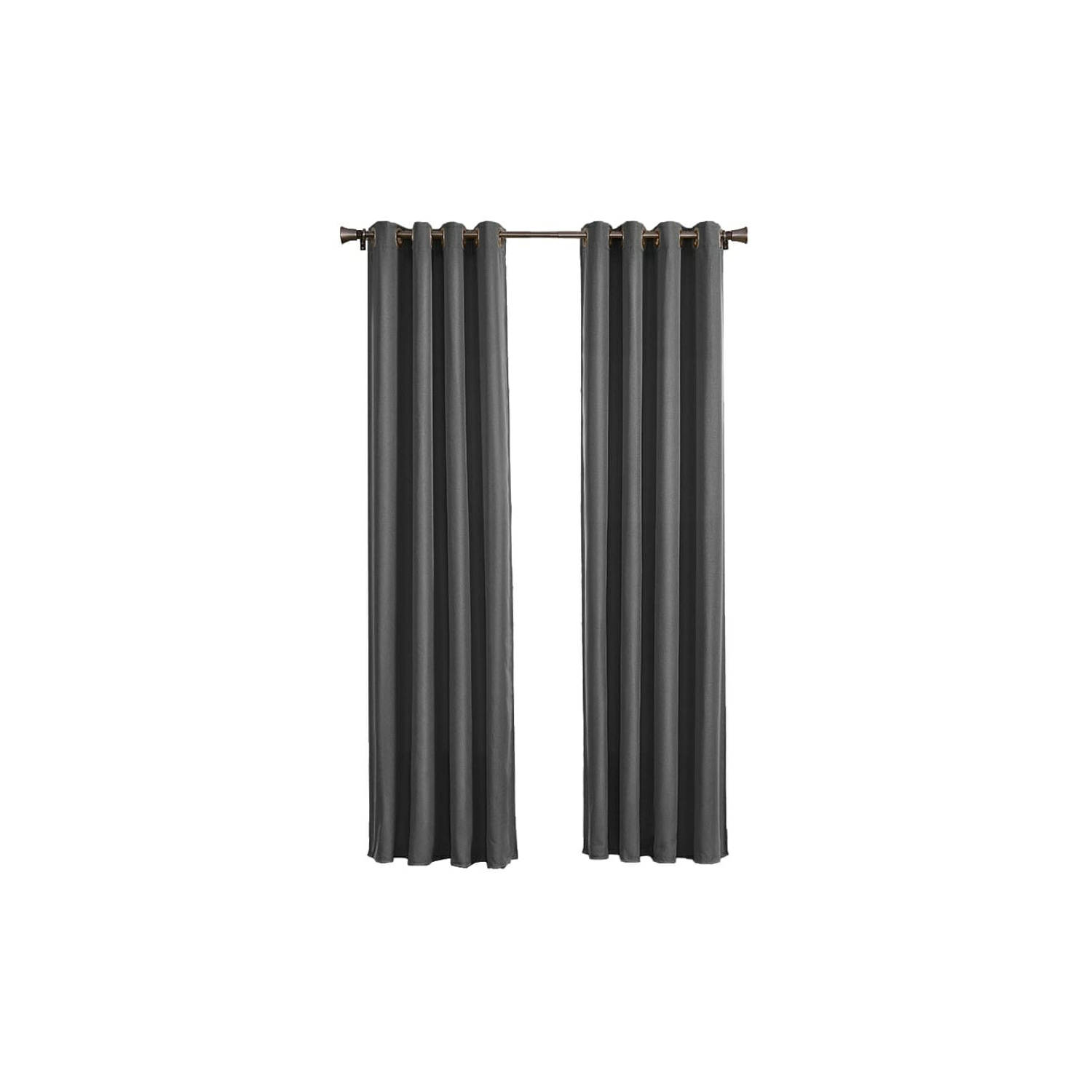 Larson - Luxe effen blackout gordijn - met ringen - 1.5m x 2.5m - Donkergrijs