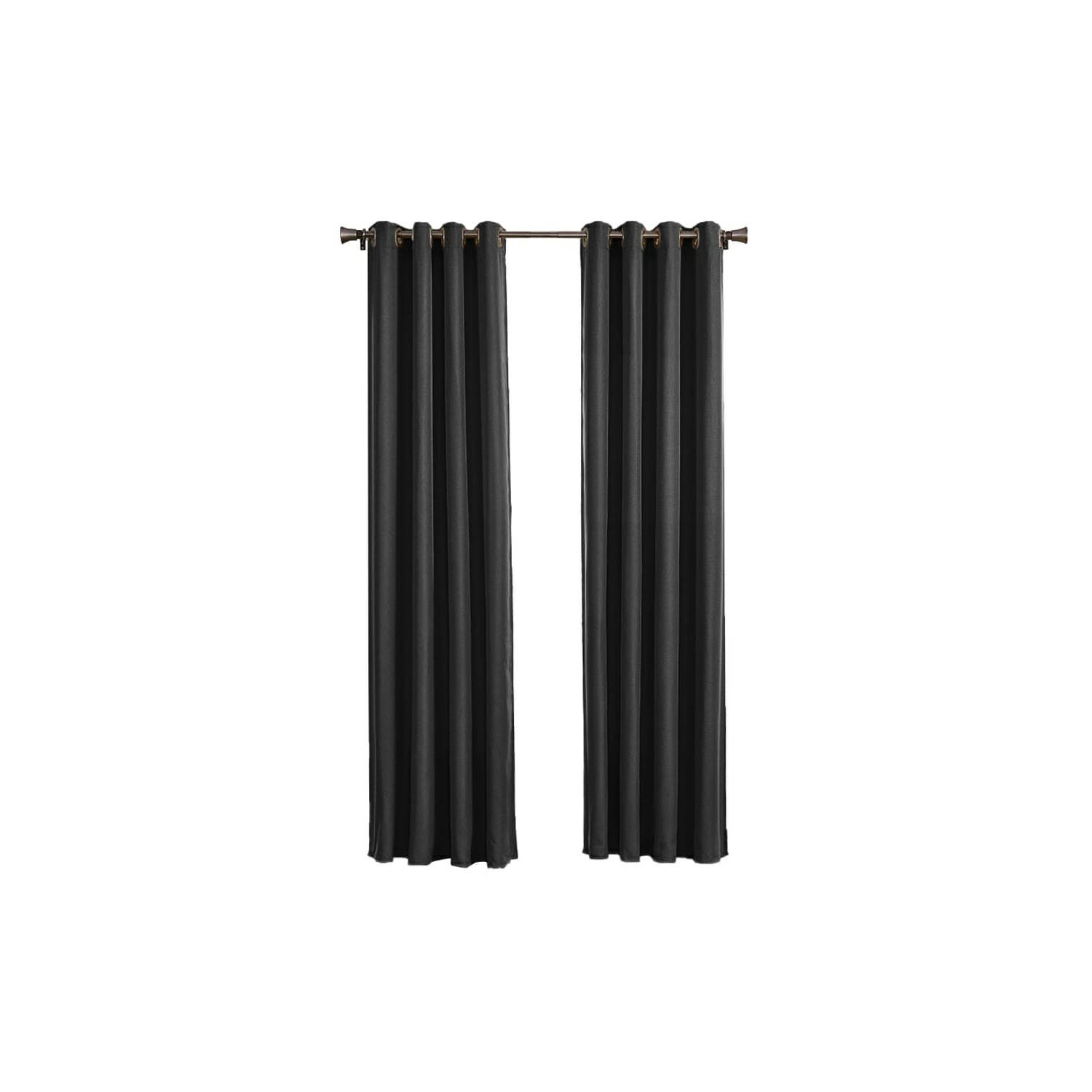 Larson - Luxe verduisterend gordijn met ringen- 300x250 cm - Black