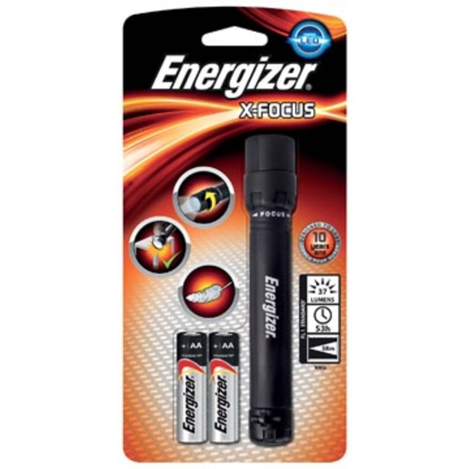 Energizer zaklamp X-focus, inclusief 2 AA batterijen, op blister