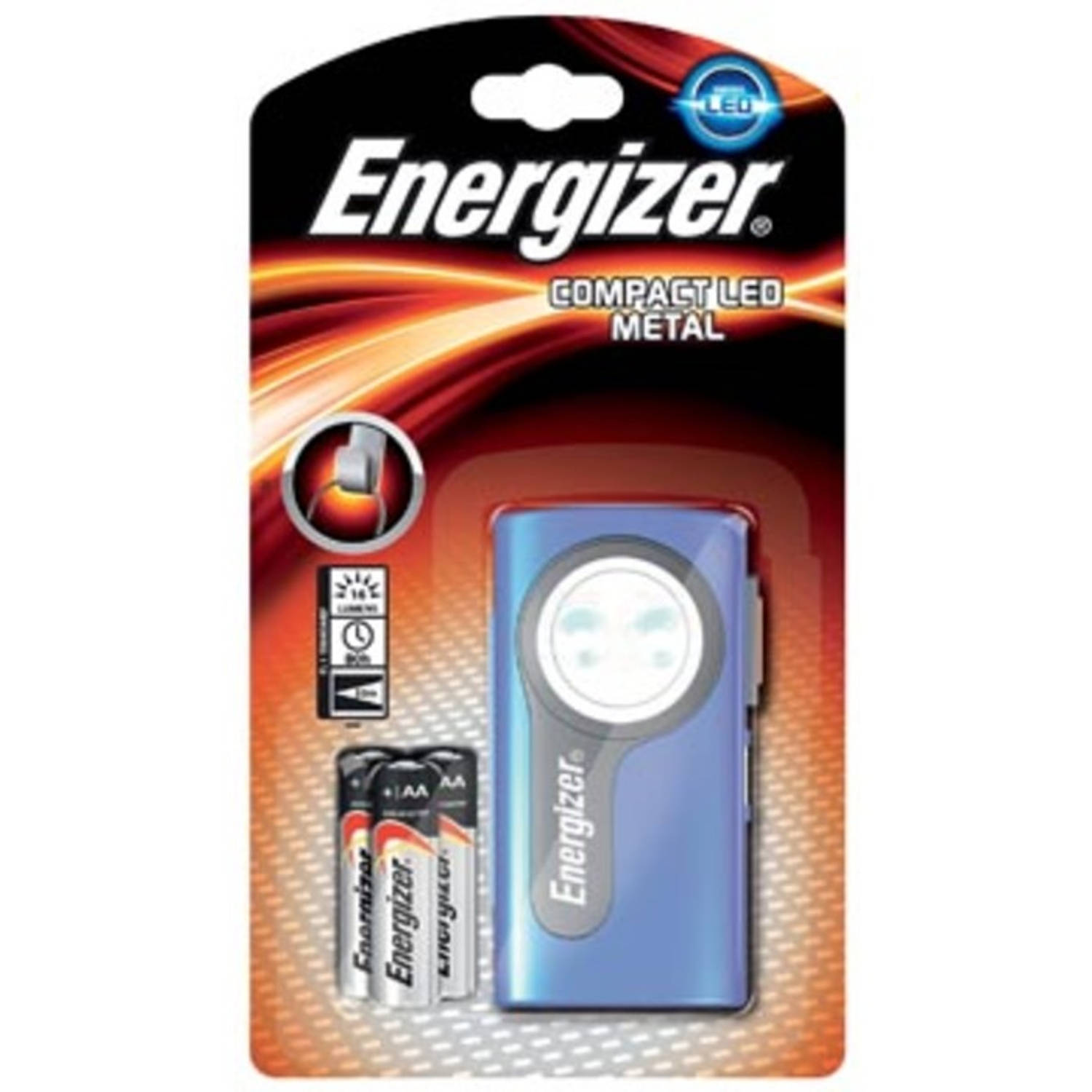 Energizer zaklamp Compact LED, inclusief 2 AA batterijen, op blister