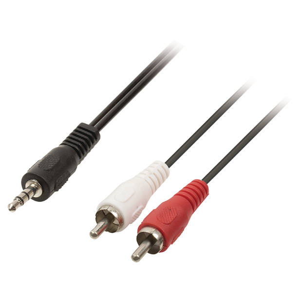 Valueline 15 meter audio AUX kabel 3.5mm jack male naar 2x RCA / TULP male