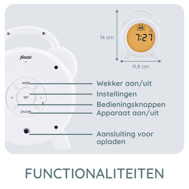 Slaaptrainer, nachtlampje en wekker Alecto Wit