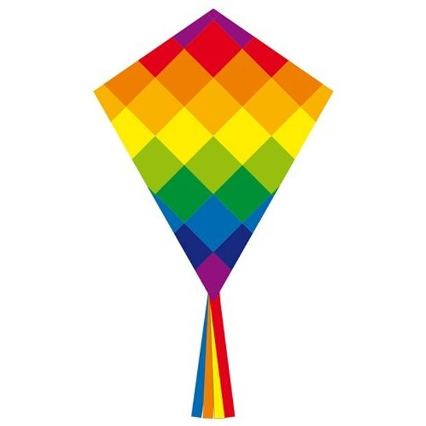 Invento eenlijnskindervlieger Eddy Rainbow Patchwork 58 x 70 cm