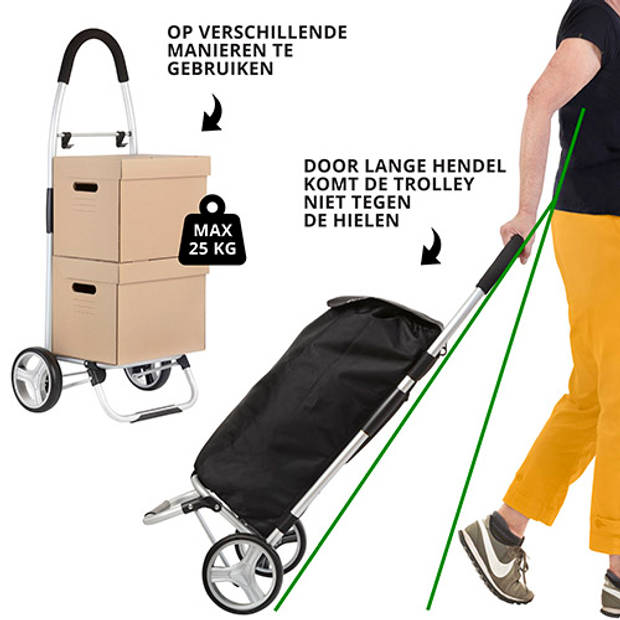 ShoppingCruiser Foldable Boodschappentrolley - Opvouwbare boodschappenwagen 45 liter - Zwart