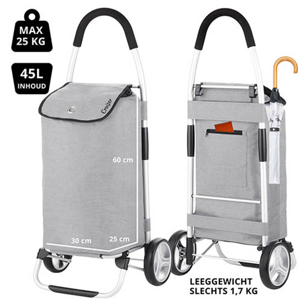 ShoppingCruiser ‘Foldable’ Boodschappentrolley - Opvouwbare boodschappenwagen met koelvak - 45 liter - Grijs