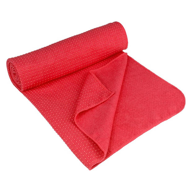Roze yoga/sport handdoek antislip 183 x 61 cm - Fitnessmat