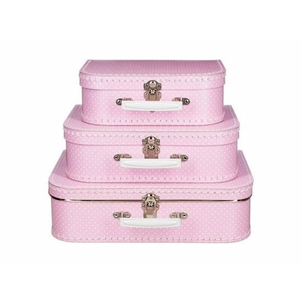 Kinderkoffertje roze witte stip 30 cm - Kinderkoffers