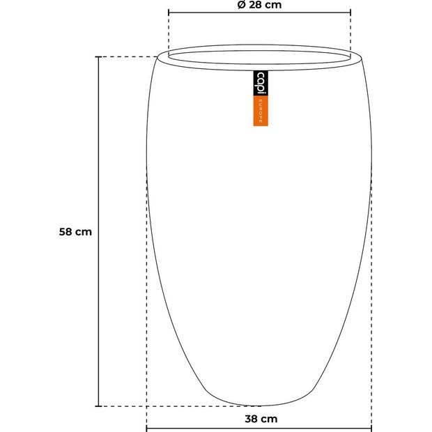 Capi Europe - Vaas elegant deluxe Rib NL - 38 x 58 cm - Ivoor - Opening Ø27 cm