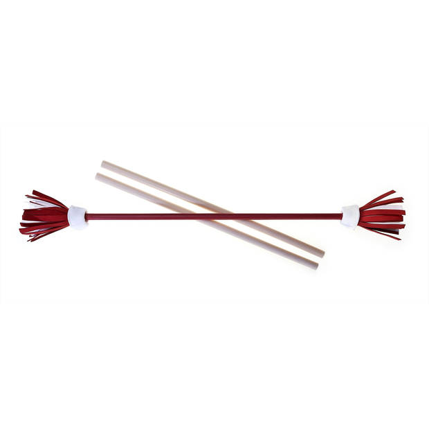 Acrobat Jongleerset Flower Stick Met Handstokken - Rood Schacht, Wit/Rood/Wit Bloem