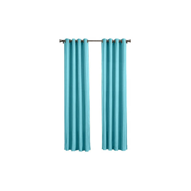 Larson - Luxe effen blackout gordijn - met ringen - 3m x 2.5m - Turquoise