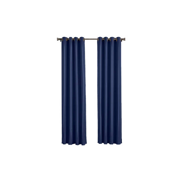 Larson - Luxe effen blackout gordijn - met ringen - 3m x 2.5m - Donkerblauw