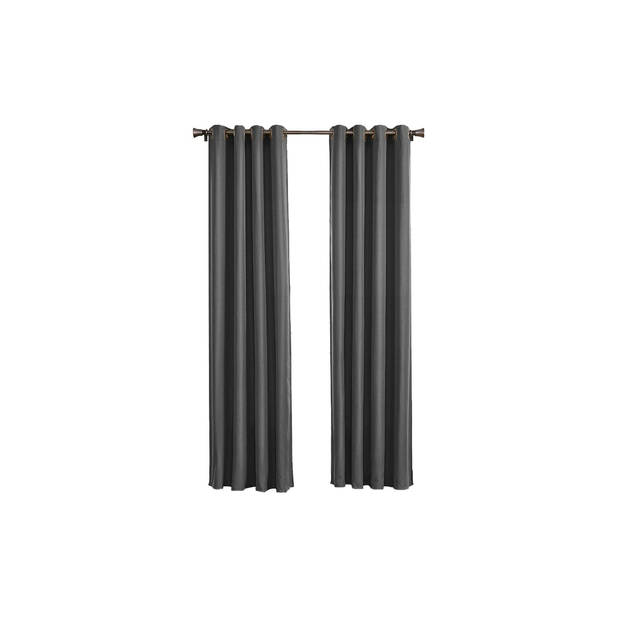Larson - Luxe effen blackout gordijn - met ringen - 3m x 2.5m - Donkergrijs