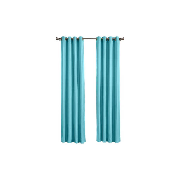 Larson - Luxe effen blackout gordijn - met ringen - 1.5m x 2.5m - Turquoise