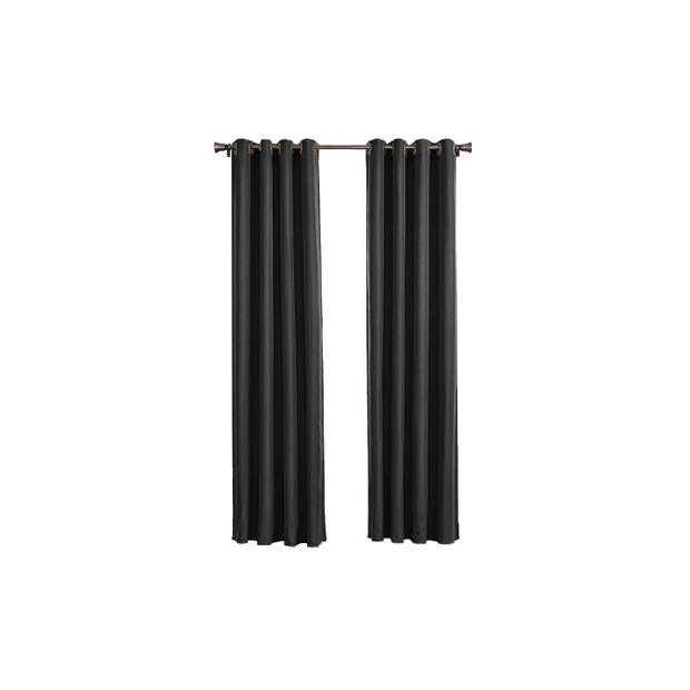 Larson - Luxe effen blackout gordijn - met ringen - 3m x 2.5m - Zwart