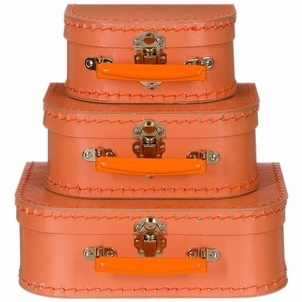 Kraamkado koffertje oranje 16 cm - Kinderkoffers