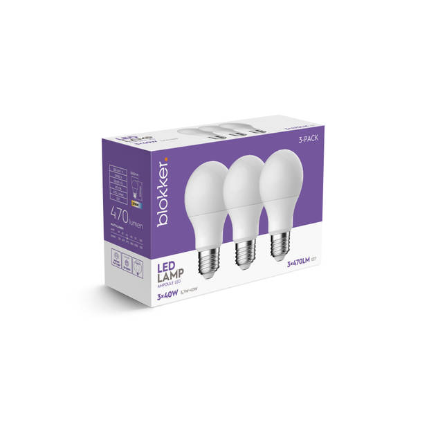 Led Bulb A60 40we27 Frosted 3pack